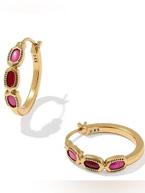 Kendra Scott Gold Elisa Hoops with Pink Mix